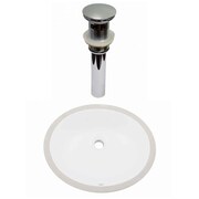 AMERICAN IMAGINATIONS 16.5" W CUPC Oval Undermount Sink Set In White, Chrome Hardware, Overflow Drain Incl. AI-31776